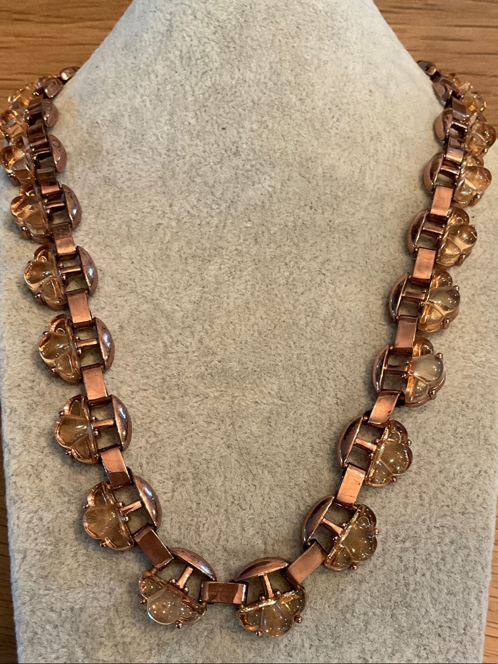 Stella & Dot Rose Gold Necklace with Amber Bead Accents
